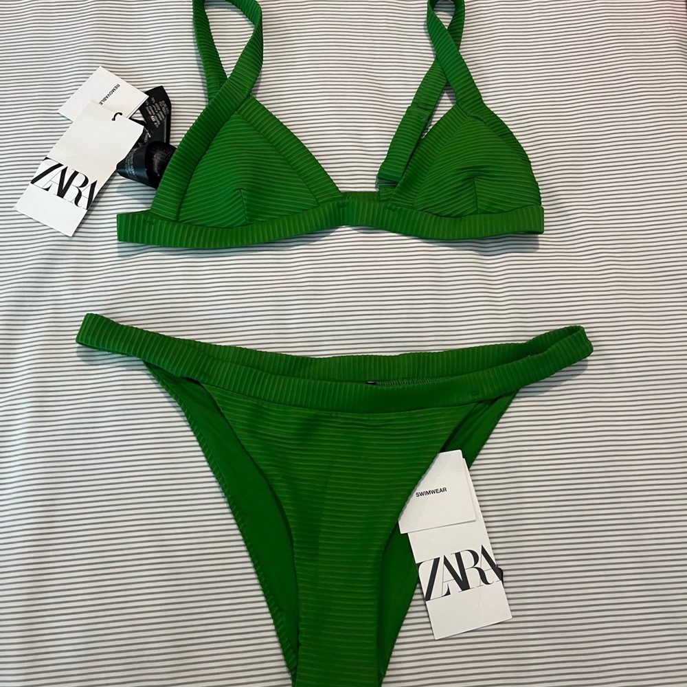 NEW Zara Women's Green Bikinis-and-tankini-sets
